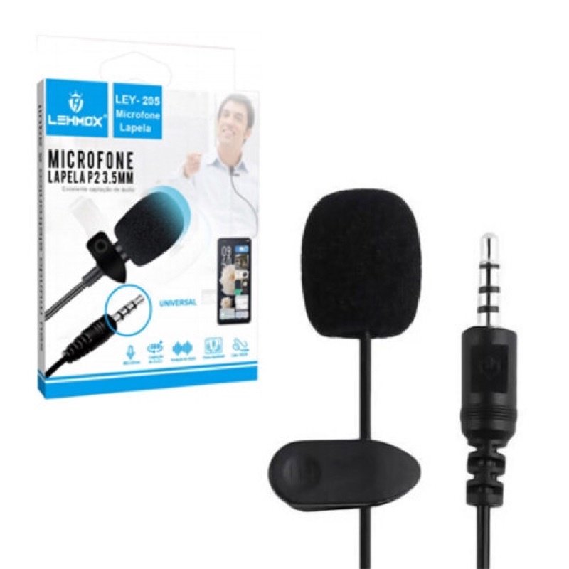 MICROFONE DE LAPELA LEHMOX 3.5M LEY-205