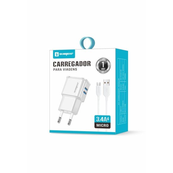 CARREGADOR COMPLETO TIPO V8 3.4A SUMEXR SX-FC05-V8