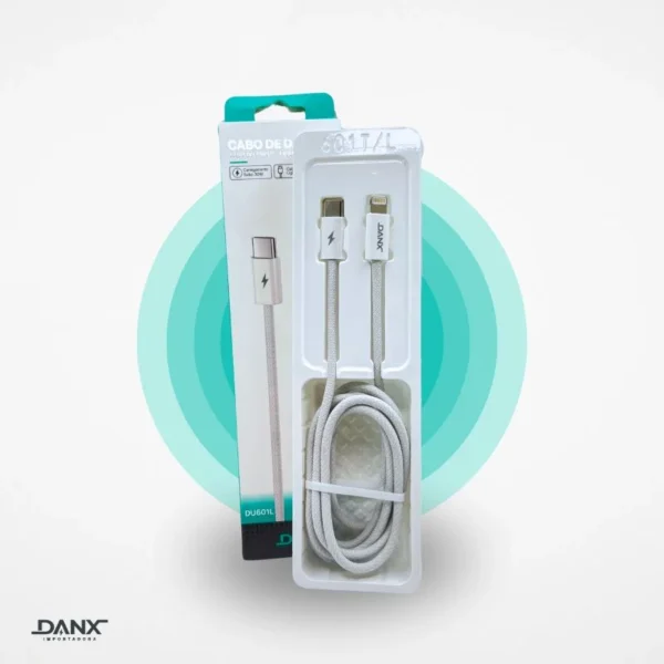 CABO COM 15 MESES DE GARANTIA PARA IPHONE TIPO LIGHTNING TURBO 1.2M DANX DU601L - Imagem 3