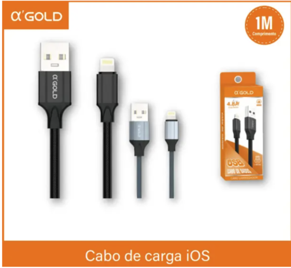CABO USB PARA TIPO LIGHTNING TURBO 1M 5.0A  A'GOLD CB04-2*
