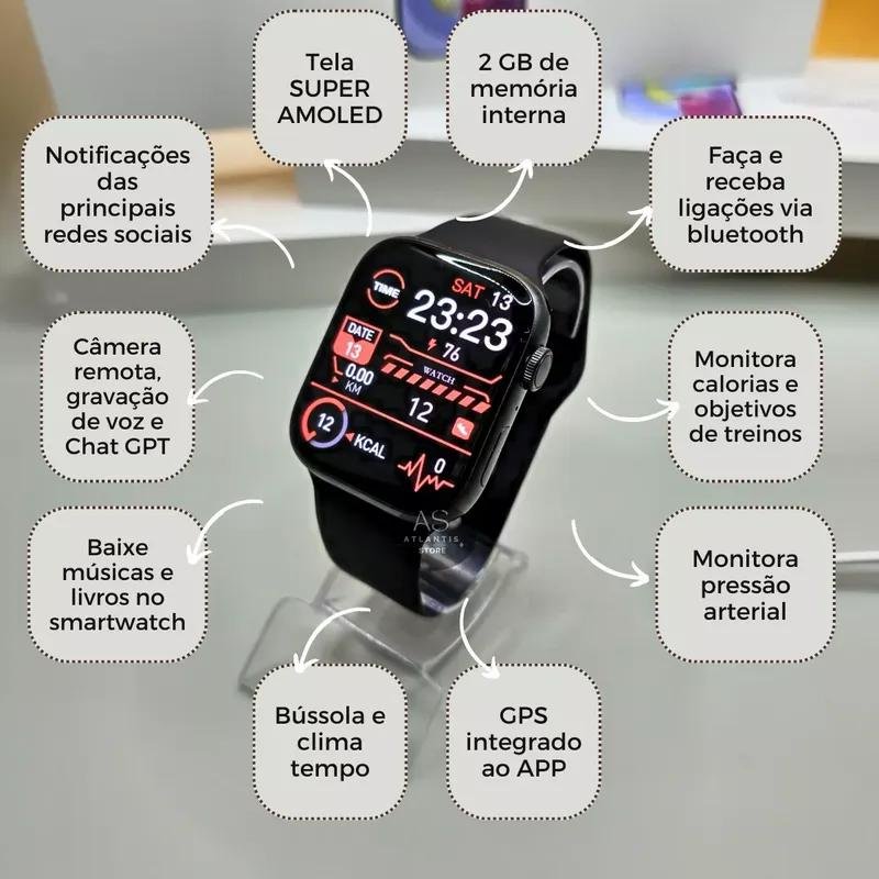 SMARTWATCH MICROWEAR WATCH 9 PLUS PRETO - Imagem 3