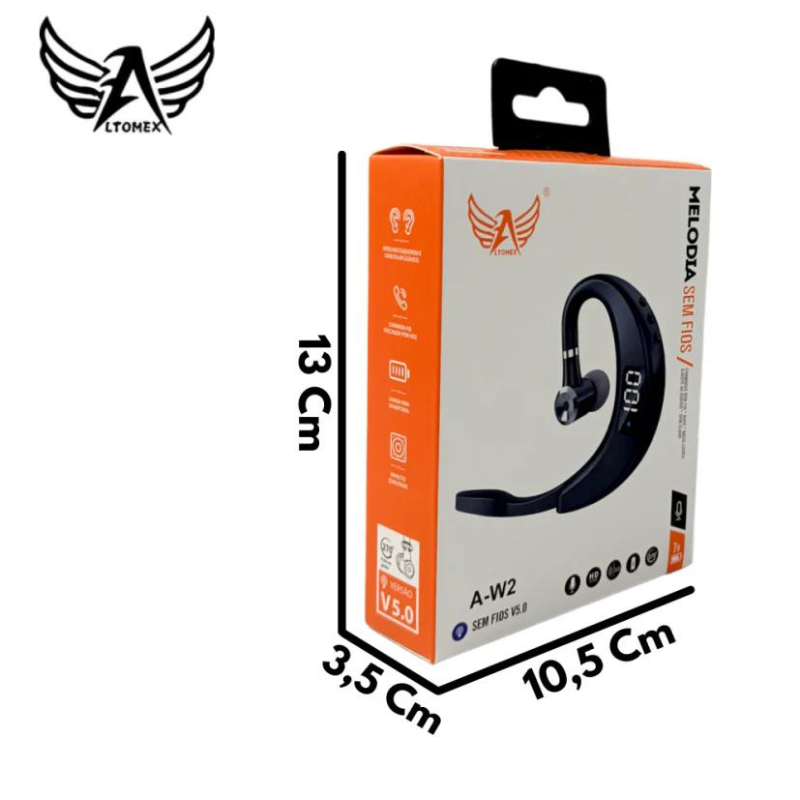 FONE BLUETOOTH COM MICROFONE E INDICADOR DE BATERIA LADO ÚNICO V5.0 ALTOMEX A-W2 - Imagem 4
