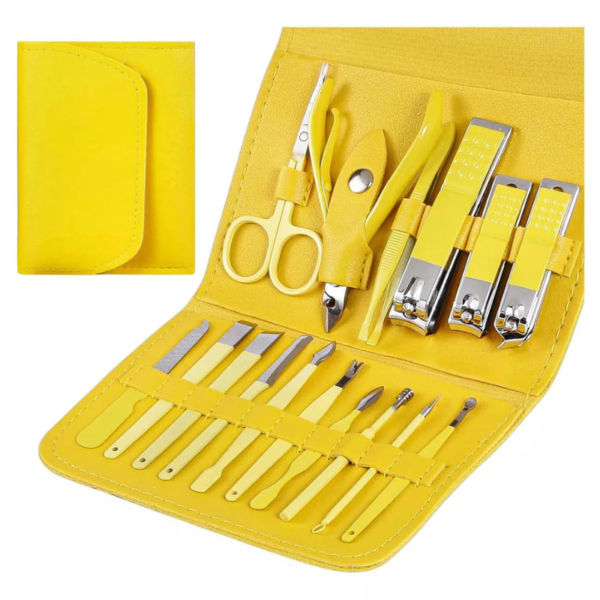 CONJUNTO MANICURE KIT 16 PEÇAS AÇO INOXIDÁVEL COM BOLSA DOBRÁVEL BM-A590 - Imagem 2