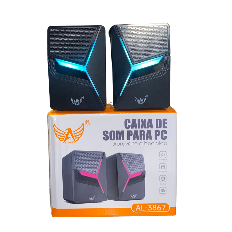CAIXA DE SOM PARA PC ALTOMEX AL-3867 - POTÊNCIA E LED COM BAIXO BOOM - Imagem 2