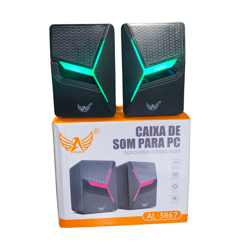 CAIXA DE SOM PARA PC ALTOMEX AL-3867 - POTÊNCIA E LED COM BAIXO BOOM - Imagem 3