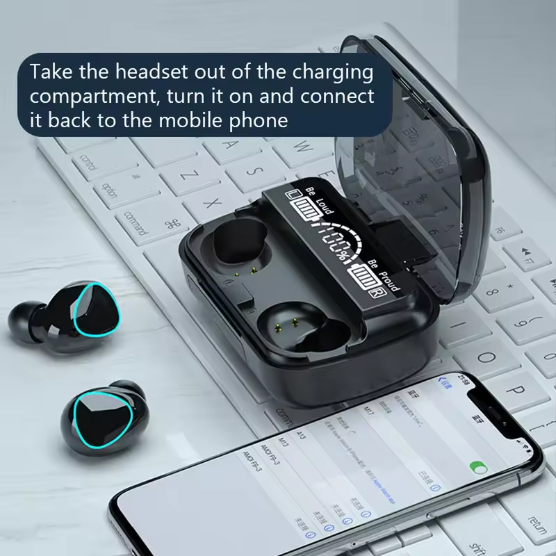 FONE COM FIO M10 COM MOSTRADOR DE PORCENTAGEM DE BATERIA - Imagem 4