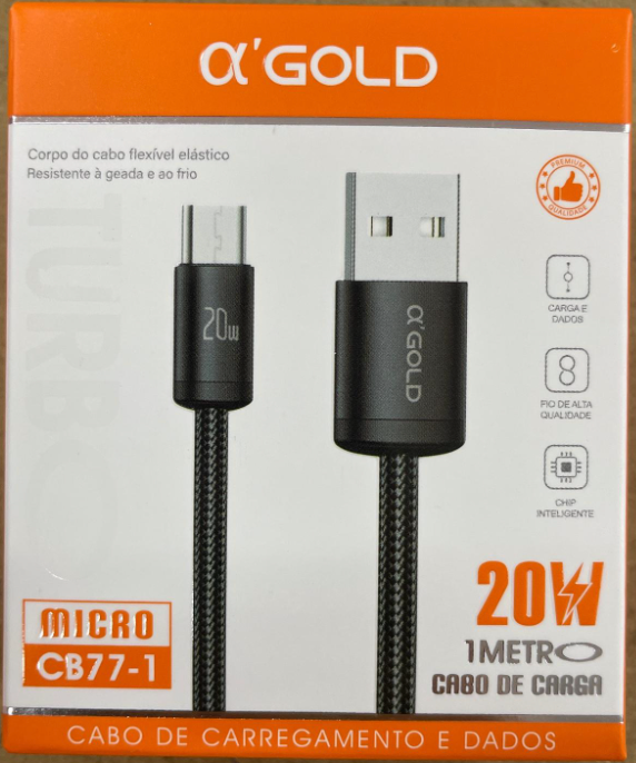 CABO USB PARA TIPO IPHONE 1M A'GOLD CB77-3*