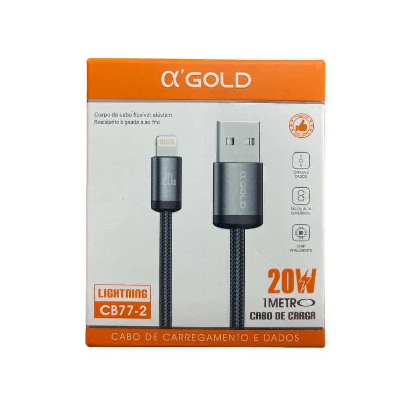 CABO USB PARA TIPO IPHONE 1M A'GOLD CB77-3* - Imagem 2