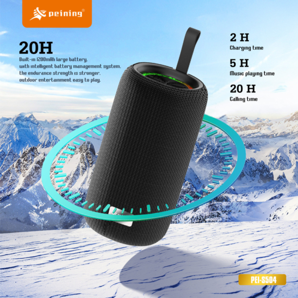 CAIXA DE SOM BLUETOOTH PEINING PEI-S504 - IPX5, LED E 20H DE CHAMADAS - Imagem 4