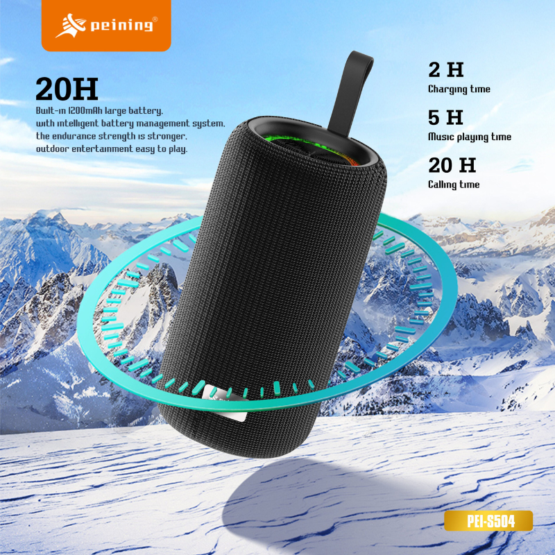 CAIXA DE SOM BLUETOOTH PEINING PEI-S504 - IPX5, LED E 20H DE CHAMADAS - Imagem 4