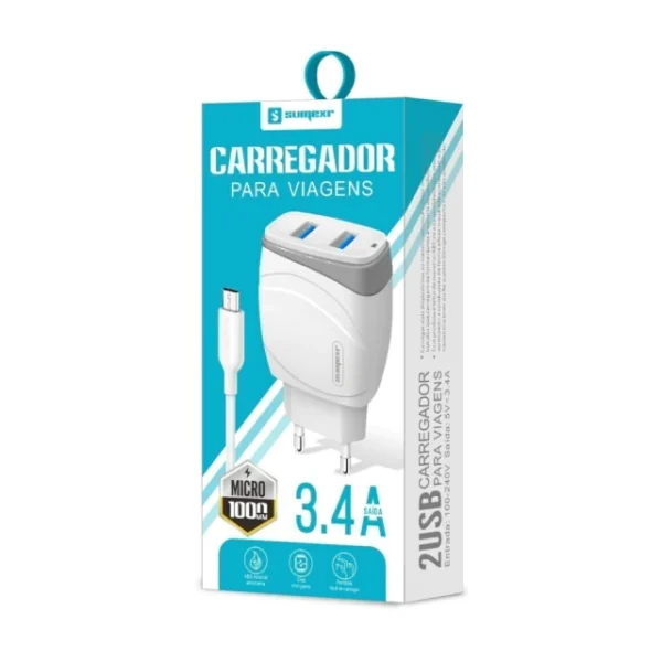 CARREGADOR COMPLETO PARA IPHONE 3.4A TURBO SUMEXR SX-FC18-I6*
