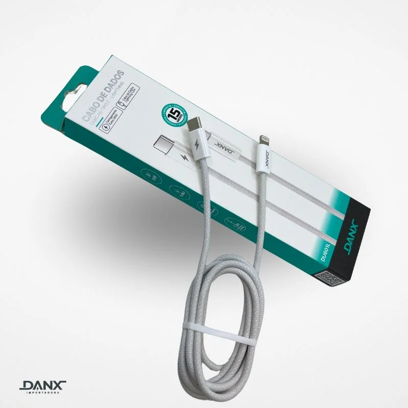 CABO COM 15 MESES DE GARANTIA PARA IPHONE TIPO LIGHTNING TURBO 1.2M DANX DU601L - Imagem 4