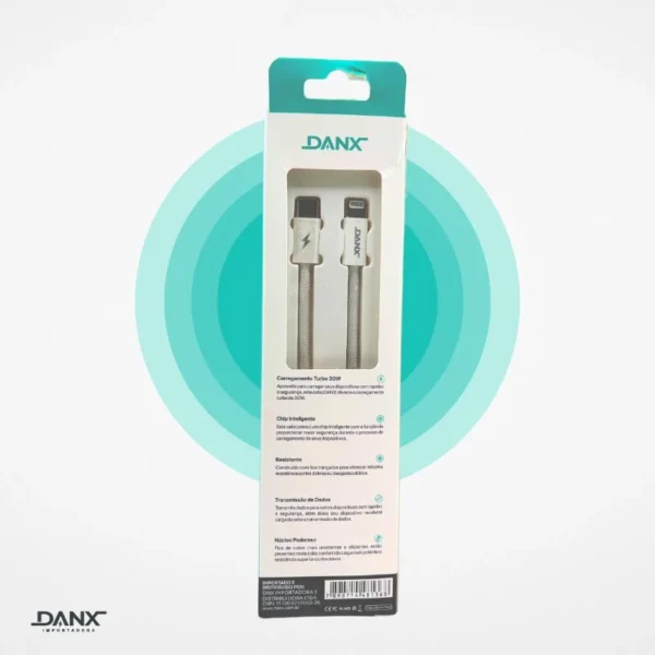 CABO COM 15 MESES DE GARANTIA PARA IPHONE TIPO LIGHTNING TURBO 1.2M DANX DU601L - Imagem 7
