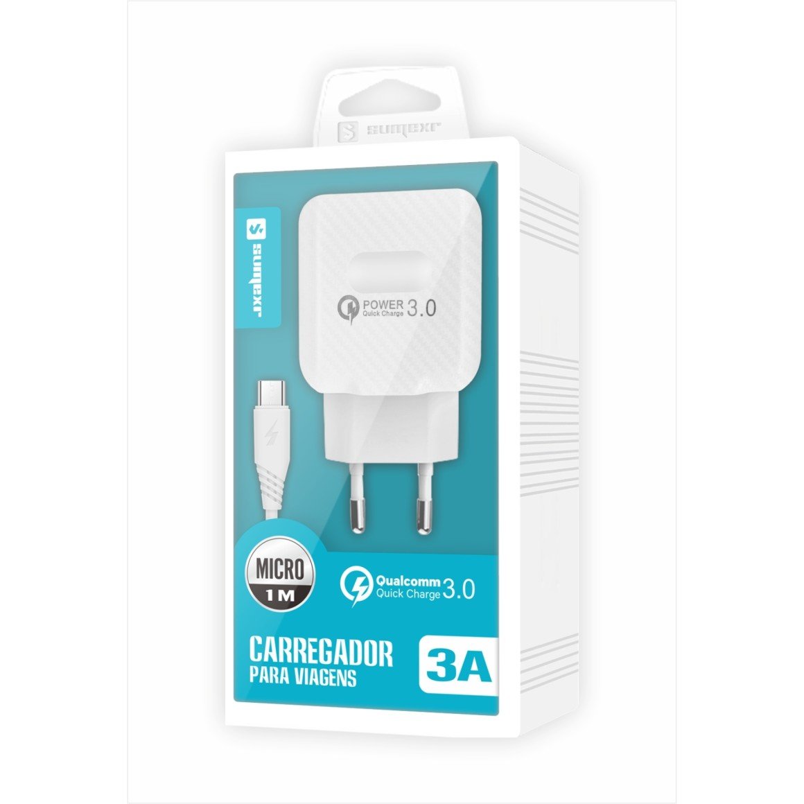 CARREGADOR COMPLETO TIPO V8 SUMEXR 18W SX-QC3-V8 *
