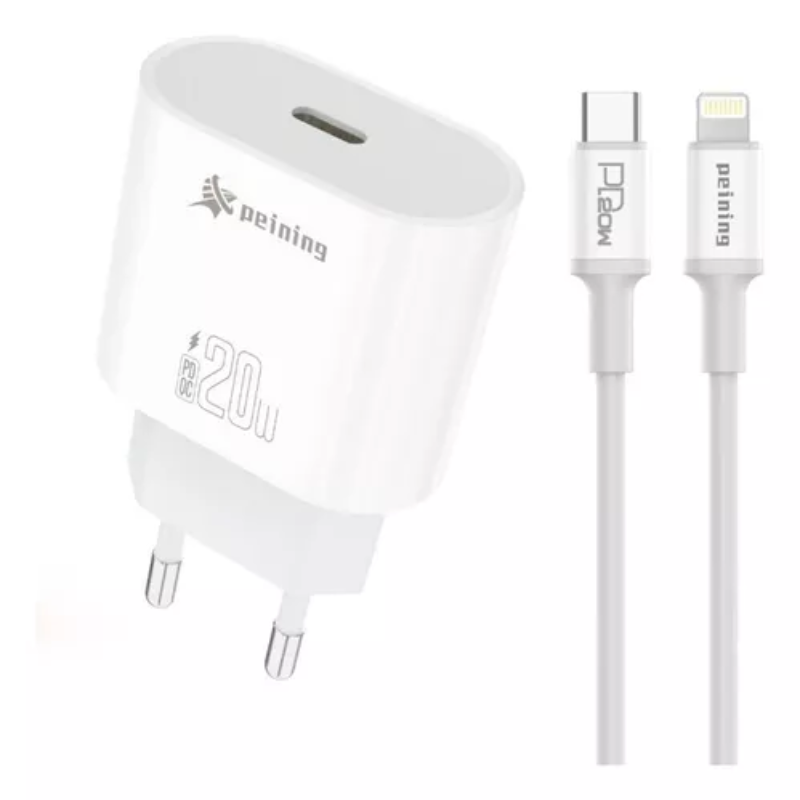 CARREGADOR COMPLETO TIPO C PARA LIGHTNING 20W A'GOLD TURBO PEINING PEI-PD002-1 * - Imagem 2