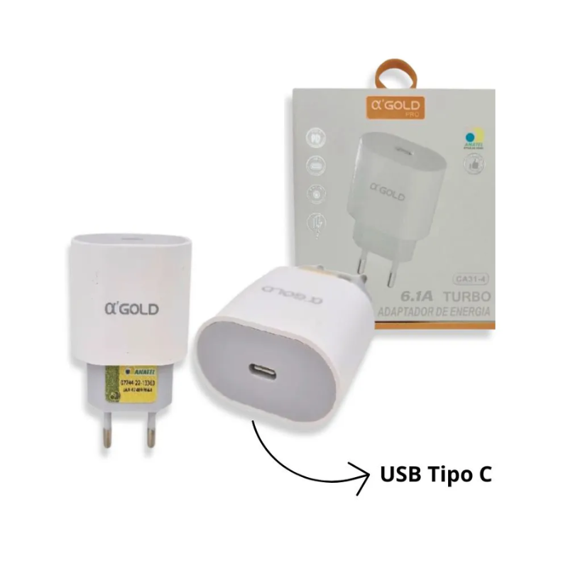 FONTE A'GOLD 6.1A TURBO 30W TIPO USB-C PARA LIGHTNING CA31-4 * - Imagem 2