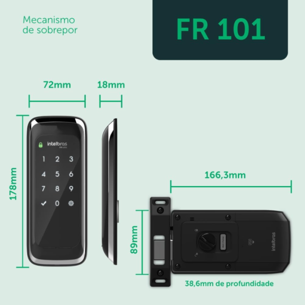 FECHADURA DIGITAL DE SOBREPOR TOUCH SCREEN FR 101 PRETO INTELBRAS - Imagem 7