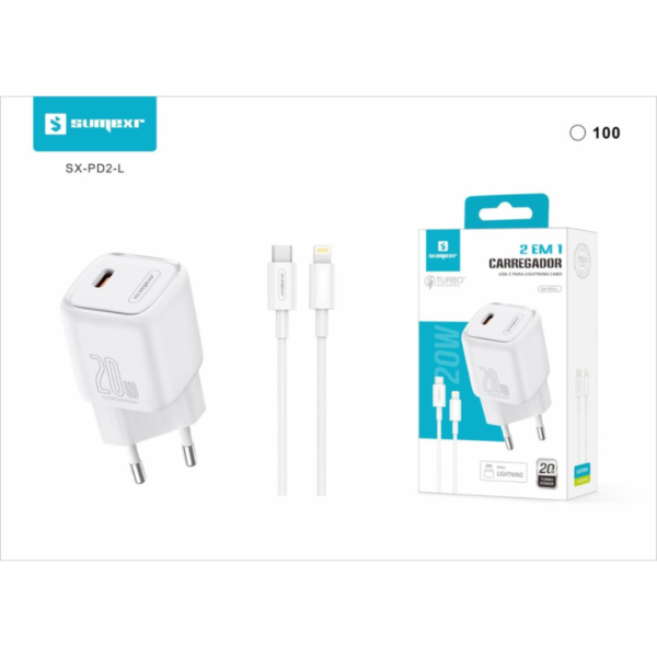 CARREGADOR DE CELULAR USB-C PARA USB-C SUMEXR SX-PD2-C*