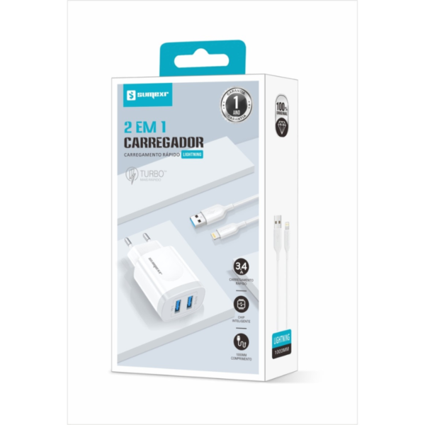CARREGADOR COMPLETO TIPO C PARA TIPO LIGHTNING SUMEXR 20W SX-FC58-I6 *