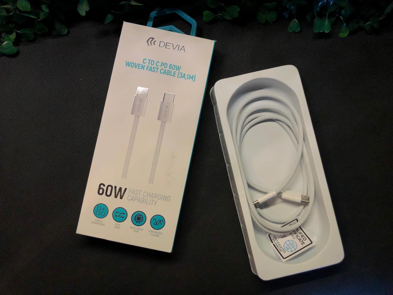 CABO DEVIA TIPO C PARA C  WOVEN FAST PD 60W 3.A;1M  BRANCO NO: 399381 - Imagem 2