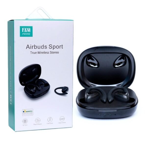FONE DE OUVIDO FAM PRIME BLUETOOTH AIRBUDS SPORT TWS08 PRETO01 - Imagem 2