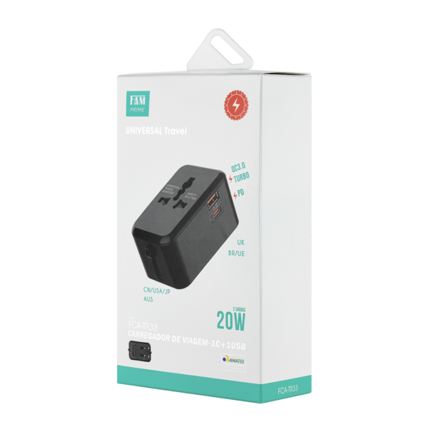 FONTE UNIVERSAL TRAVEL CARREGADOR QC3.0 FAM PRIME FCA-TR33