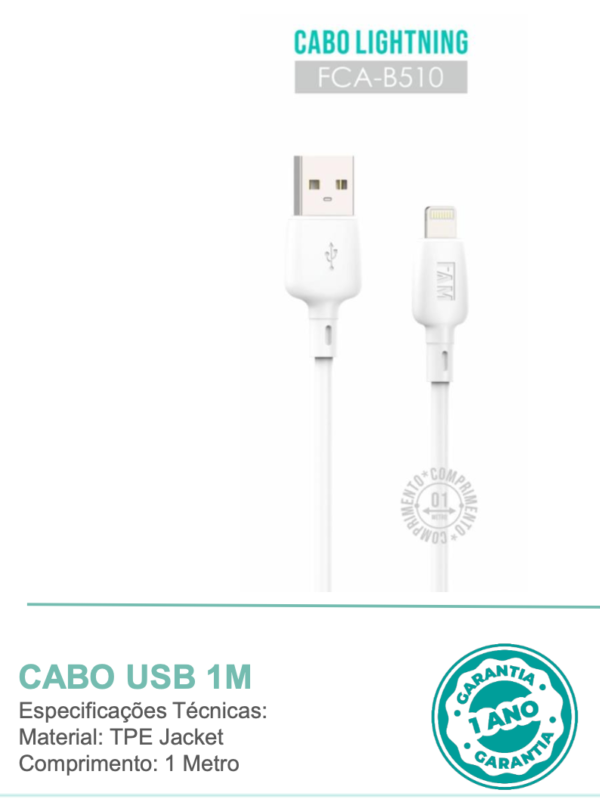CABO FAM USB / LIGHTNING FCA -B510 1 METRO