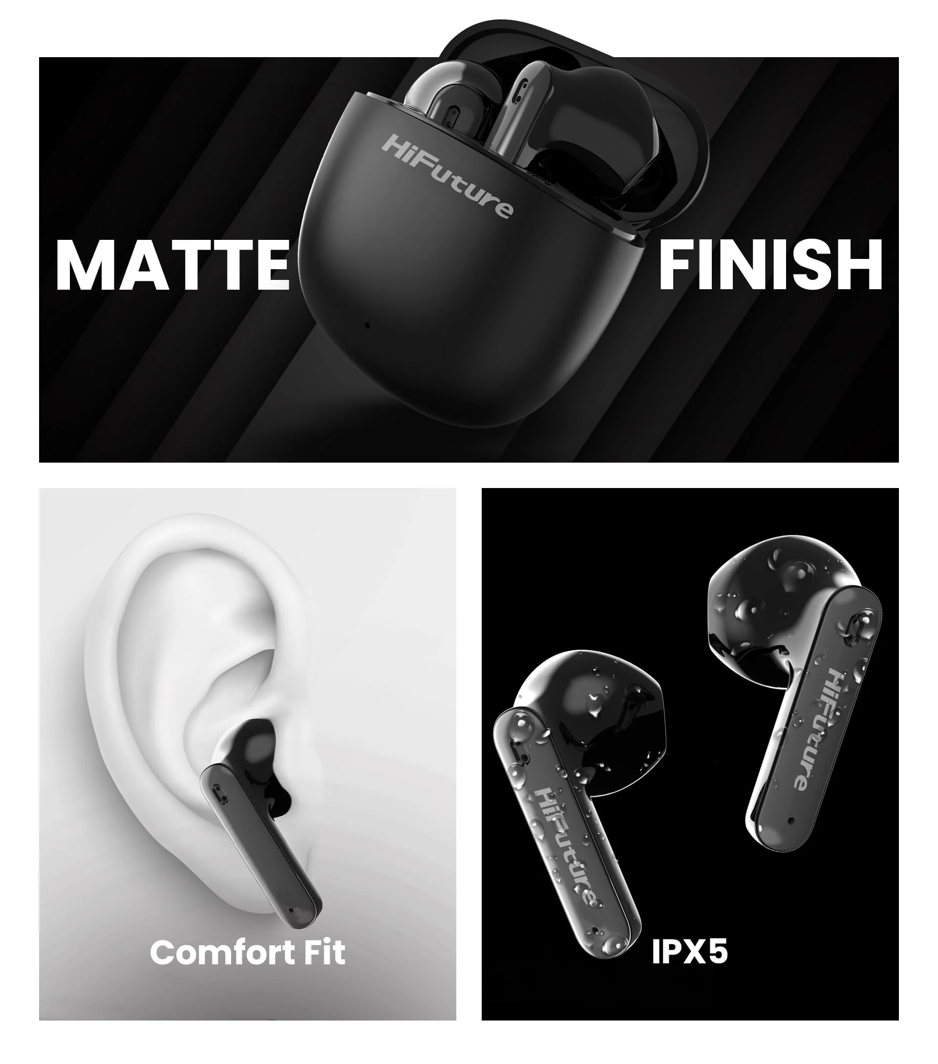 FONE BLUETOOTH HIFUTURE COLORBUDS 2 AURICULAR TWS SOFT BLACK - Imagem 3